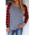 thumbnail image 1 of Women's Red Plaid Raglan Long Sleeve Top, 1 of 5