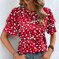 thumbnail image 2 of Camiseta de Cuello Redondo de Impresión de Verano de Manga Corta para las Mujeres, Top Casual para el Hogar Y el Uso Diario, 2 of 5