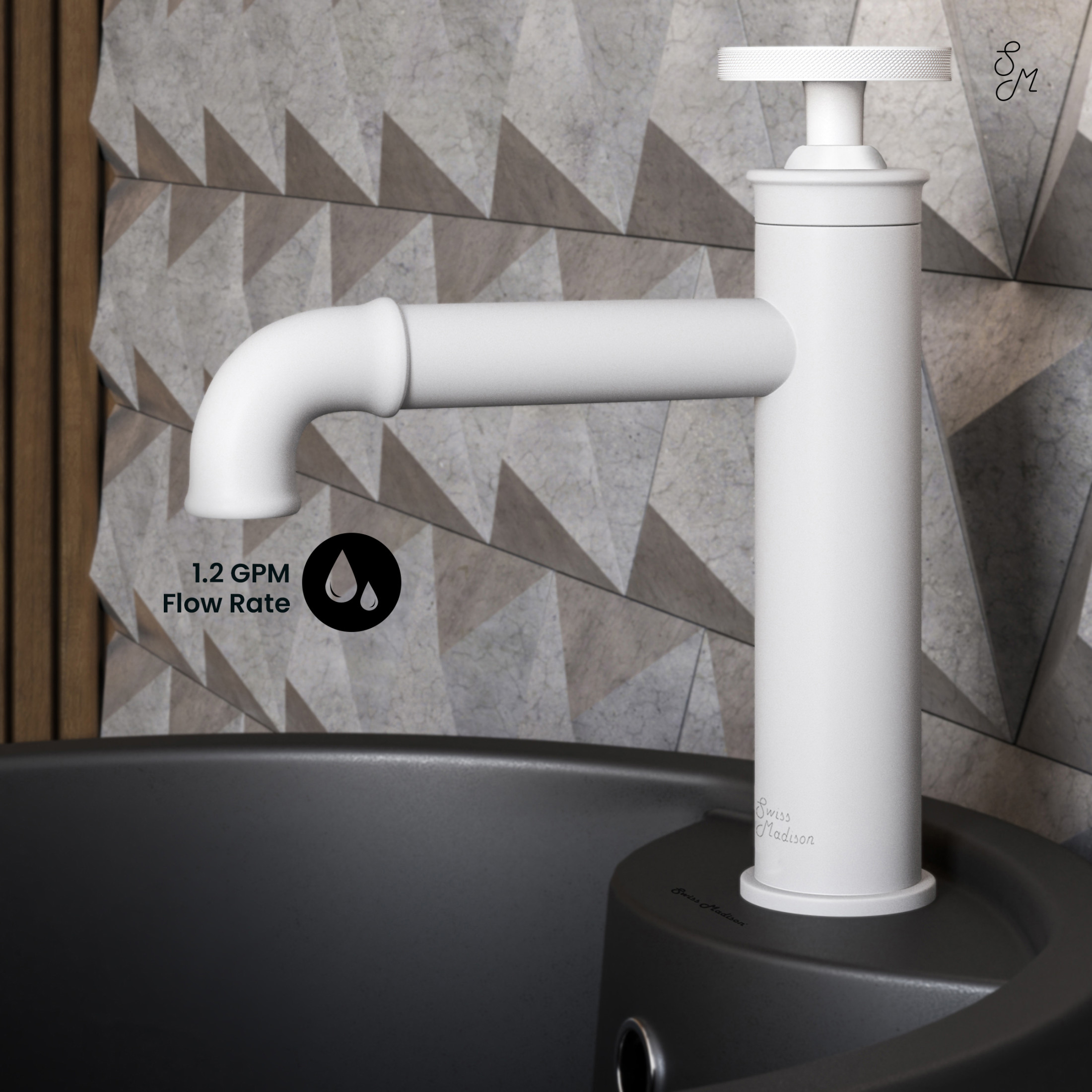 Avallon Single Hole, Single-Handle Wheel, Bathroom Faucet in Matte White