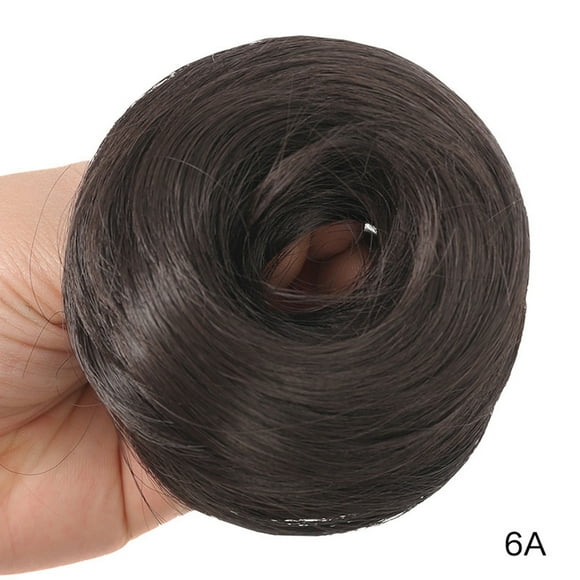 Peinado recogido tipo moño despeinado con cabello 100% natural, coleta, coletero, moño rizado natural, postizo con goma elástica para mujer.