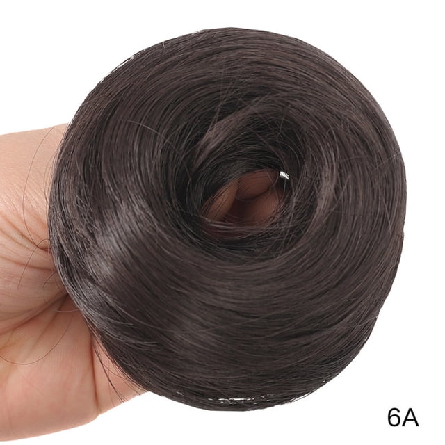 Peinado recogido tipo moño despeinado con cabello 100% natural, coleta, coletero, moño rizado natural, postizo con goma elástica para mujer.