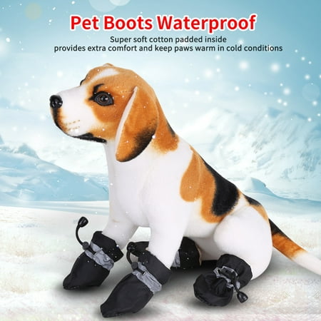 EECOO Dog Boots,4 Pcs/set No Slip Pet Dog Shoes Boots Waterproof Dog Socks Soft Cotton Padded,Pet