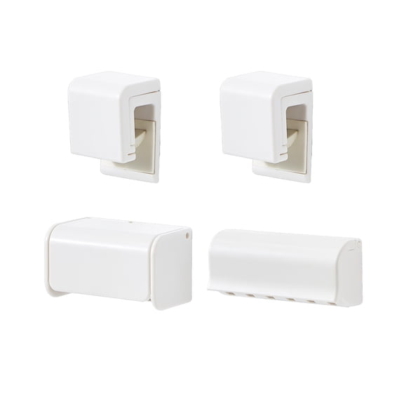 4Pcs No Drill Bathroom Toothbrush Rack, Simple Design Wall Storage Set