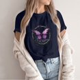 thumbnail image 2 of NAMTYQX Womens Graphic T Shirts Graphic Relaxed Fit Oversized Short Sleeve Soft Stretchy Crew Neck Trendy Print Women's Summer Tops Navy Size L, 2 of 5