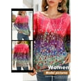 thumbnail image 6 of QAFOPEH Women Floral Graphic High Waisted Wide Leg Printed Casual Baggy Long Pants, 6 of 6
