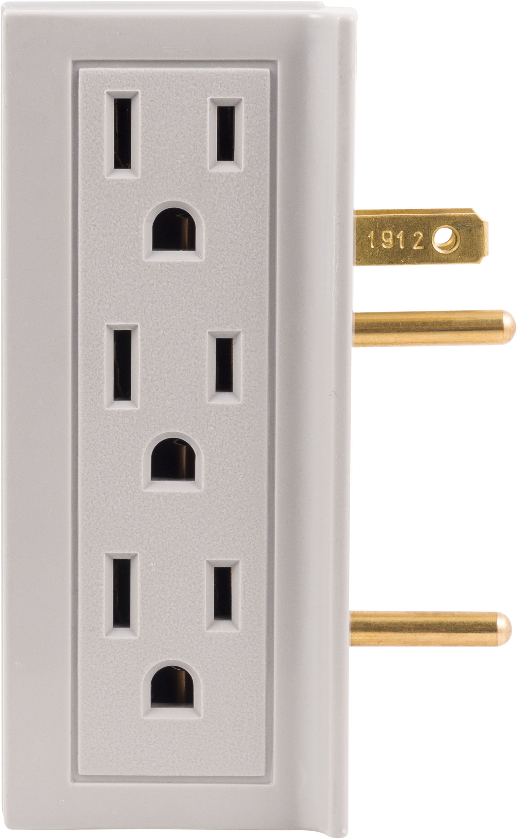 GE 6Outlet Side Access Outlet Adapter Wall Tap, Gray