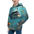 thumbnail image 2 of Disketp Realistic Ocean Shark Youth Hoodie Sweatshirt for Boys Girls Kids Pullover Hooded Classic Casual Essentials Hoodie-Small, 2 of 6