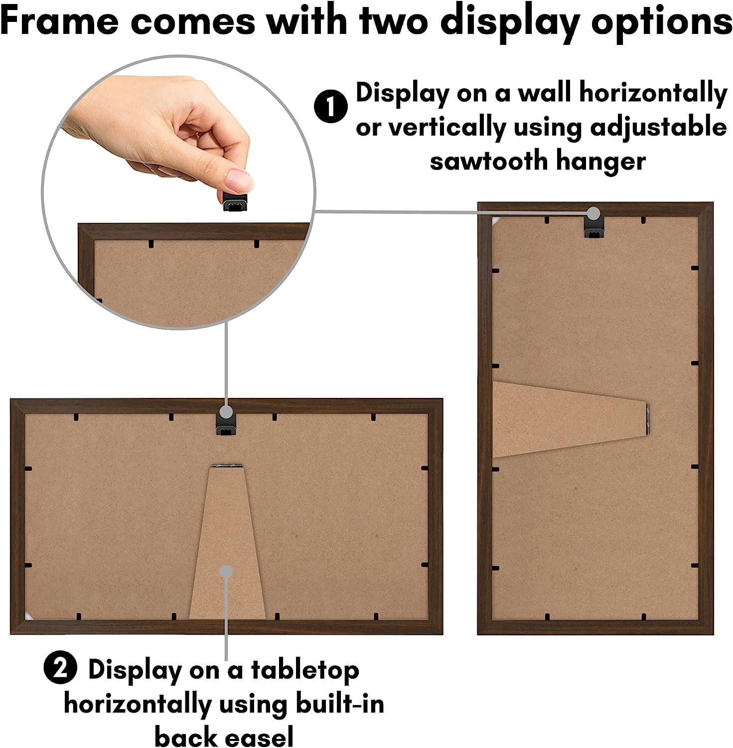 Americanflat Collage Picture Frame in Walnut - Display Three 4x6 Inch Photos on Your Wall, Perfect As a Family Collage Picture Frame