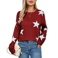 thumbnail image 5 of Crewneck Sweaters for Women Trendy Star Sweater Casual Pullover Sweaters Fall Lightweight Girls Sweaters Shermie, 5 of 6