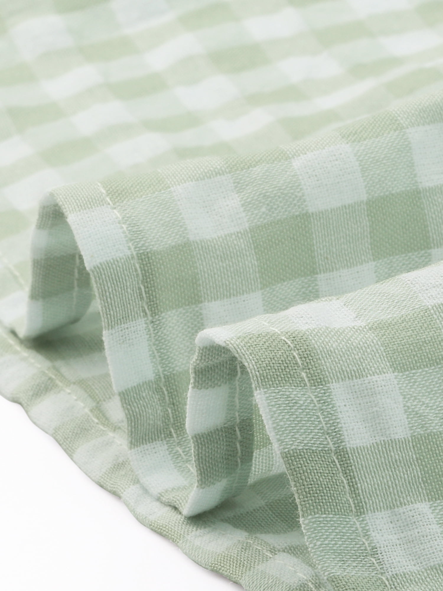 DARING DIVA Women's Gingham Peplum Square Neck Sleeveless Plaid Blouse M Light Green