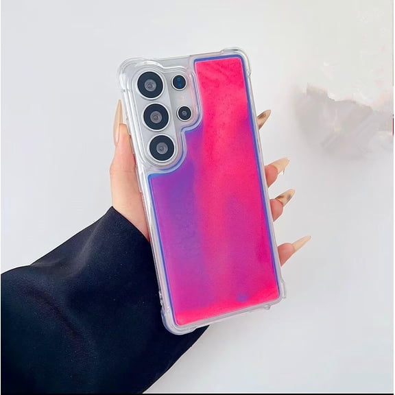 Case for Galaxy S25 Ultra,Fluorescent Quicksand Liquid Glow Sand Luxury Glow Darkness Noctiluncent Luminous Sand Protective Phone Case for Samsung Galaxy S25 Ultra,6.9" 2025 (Rose)