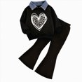 thumbnail image 4 of TOWED22 Kids Toddler Girl Clothes Print Sweatshirt Flared Pants 2Pc Outfits Set Infant Fall Winter Outfits,White,4-5 Y, 4 of 4