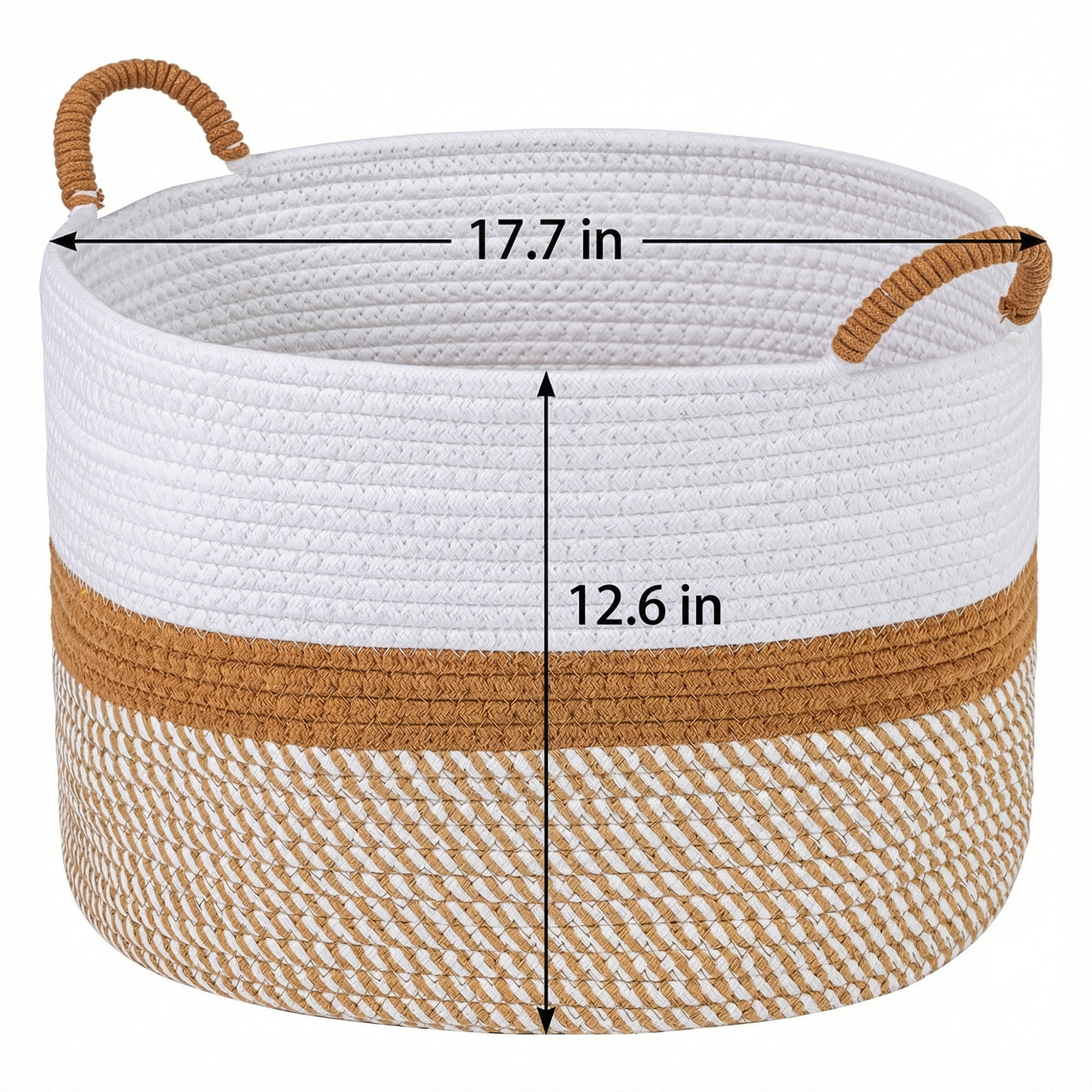 Unique Bargains Multiple Use Woven Storage Bin for Home White Coffee 17.7*17.7*12.6in