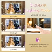 Blazezo 19x22 LED Vanity Mirror with Lights, Dimmable 3 Color Modes, 3600-6000K Lighted Makeup Mirror with Aluminum Frame, USB Charging Port, Memory Function, for Bedroom Desk Tabletop Wall Mount
