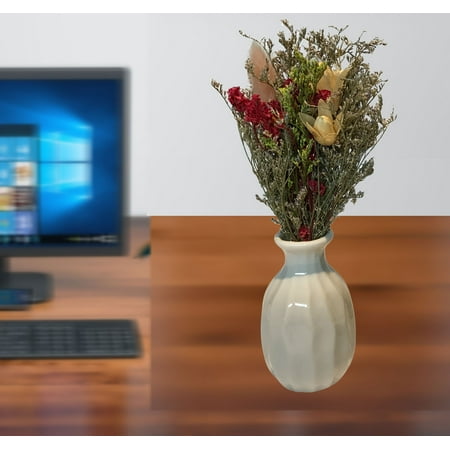 Home Accent Pieces Handmade Dry Flowers with Ceramic Vase (White Vase);Product Size: 7.5x3.5x3.5 (vase size: 3x1.5x1.5). Accent Any office Home Dorm Wedding Table Center Piece ()