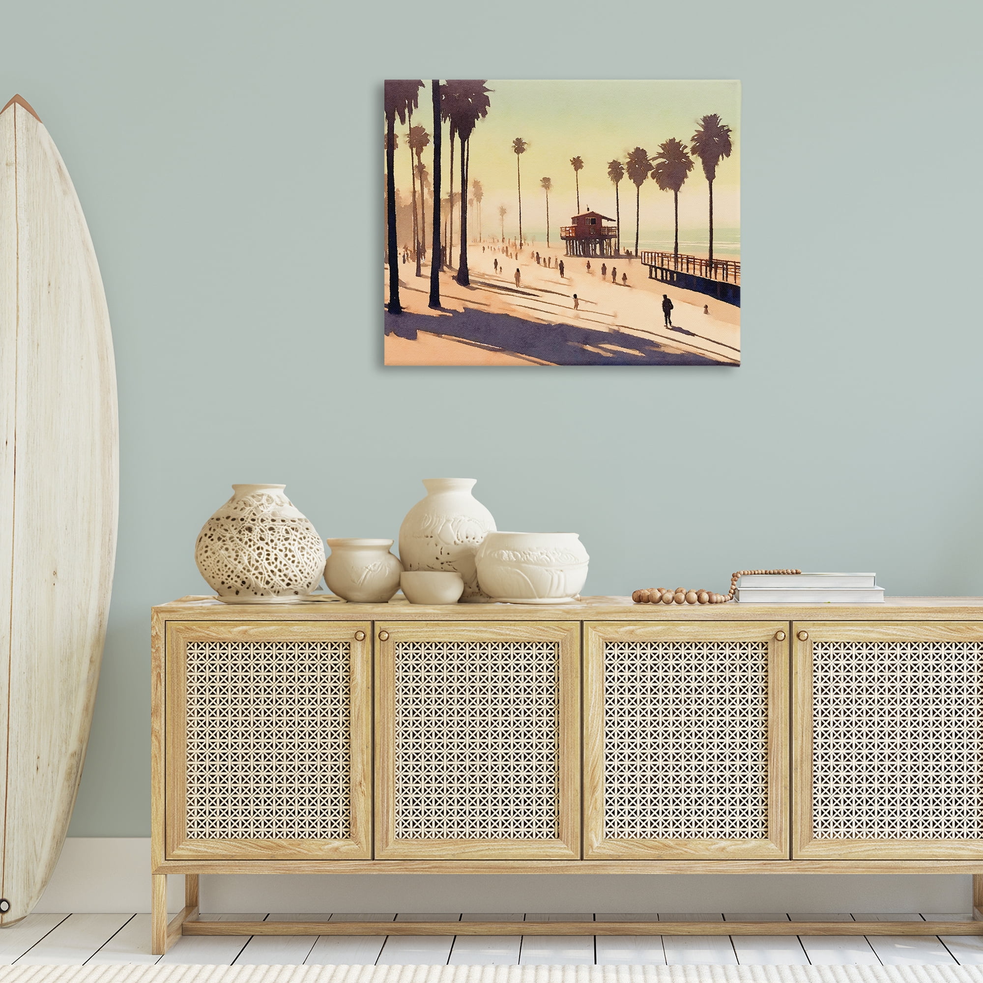 Stupell Industries Silhouettes on Beach Landscape & Nature Painting Wrapped Canvas Art Print Wall Art, 40 x 30