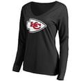 thumbnail image 2 of Women's Black Kansas City Chiefs Primary Team Logo V-Neck Long Sleeve T-Shirt, 2 of 3