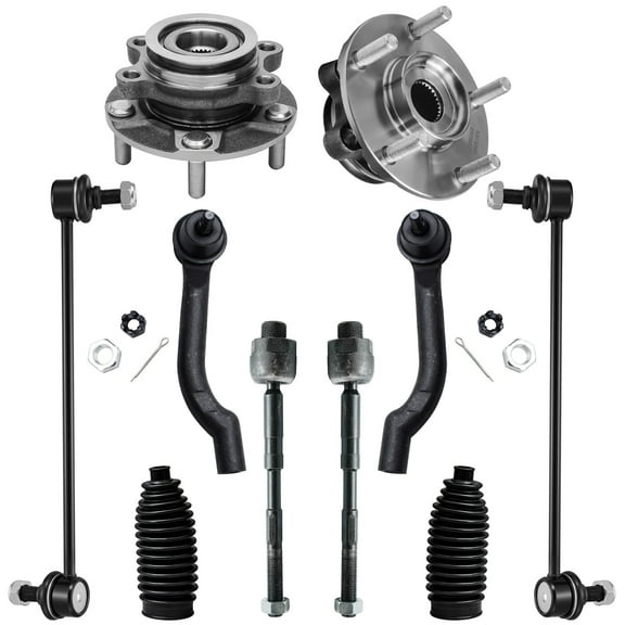 Detroit Axle - Front Wheel Hub Bearings Tie Rods w/Boots Sway Bars Replacement for 2008-2013 Nissan Rogue
