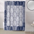 thumbnail image 5 of Fabric Shower Curtain, Vintage Navy Blue European Floral Pattern Bathroom Curtain with 12 Hooks Waterproof No Bad Odor Machine Washable Bath Curtains for Bathroom, Spa Room, 36"x72", 5 of 6