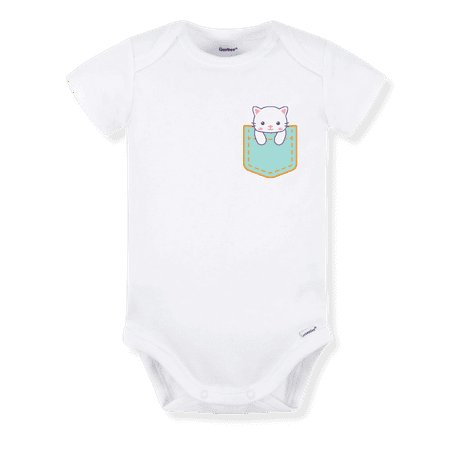Cute Cat Baby Bodysuit Toddler & Kids T-Shirt Soft Cotton Outfit Baby Shower Gift 3-6 White