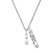 Delight Jewelry Silvertone Bowling Pin Silvertone Best Friends Forever Bar Charm Necklace, 23"