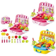 Hi.FANCY Pretend Play Children Simulation Kitchen Cooking Tableware Dressing kitchen tableware suitcase set Suitcase Kids Plastic Toy Set