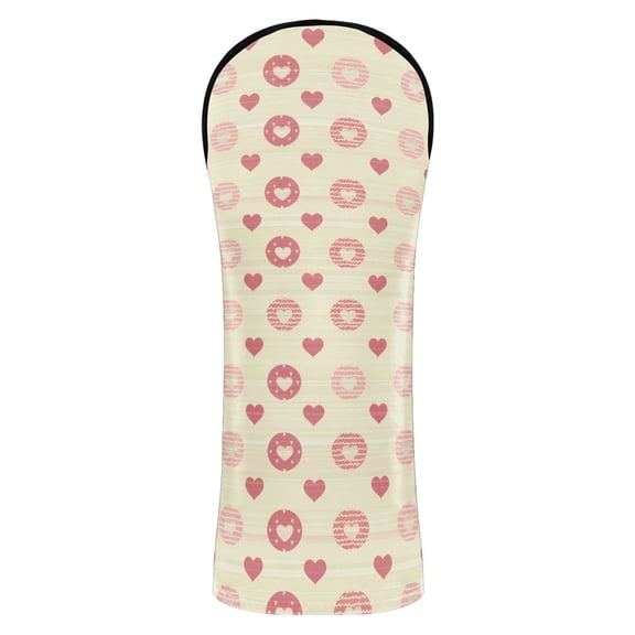 Haosy Heart and Circle Golf Club Covers Driver Hybrid Wood Headcovers PU Leather Double-Layer Lining Replaceable Tags for Men Women