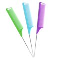 thumbnail image 1 of Rat Tail Combs Parting Comb: 3Pcs Rat Tail Comb Set, Long Steel Pin Rat Tail Teasing Comb, Hair Combs for Salon Hair Stylist, Tail Combs Metal ,Parting Combs for Women(Purple|Green|Blue), 1 of 5