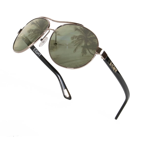 EIGHT KRISS Polarized UV400 Protection Sunglasses for Women and Men Unisex Frame (Gold/Black)