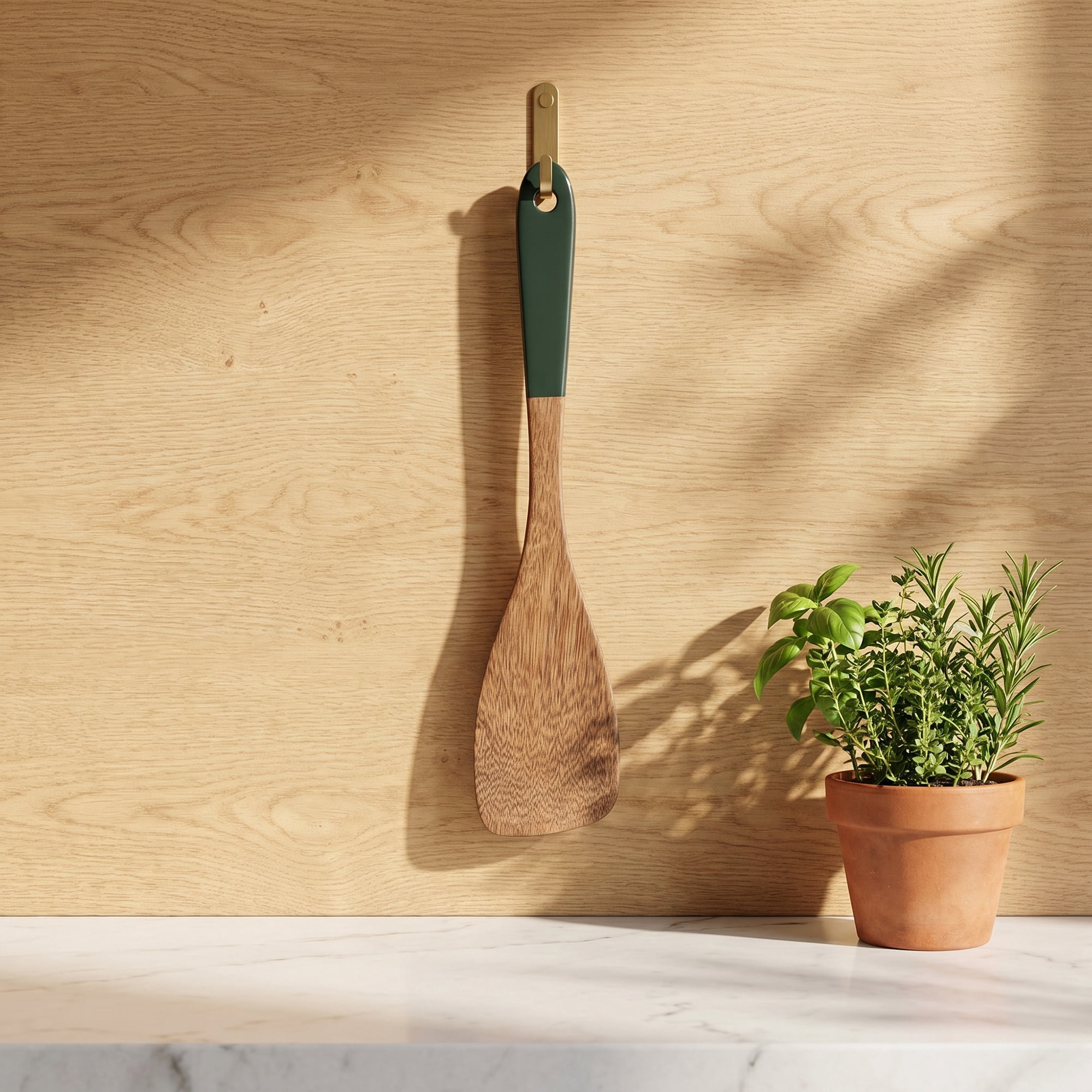 Unique Bargains Kitchen Heat-Resistant Spatula Cooking for Frying Brown 12.8x3.1 in