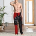 thumbnail image 4 of Salouo Black Dog Red Background Print Pajama Pants for Men, Lounge Pants Elastic Waistband Casual Men's sleepwear Loungewear Sleep Pajama Pant -Large, 4 of 7