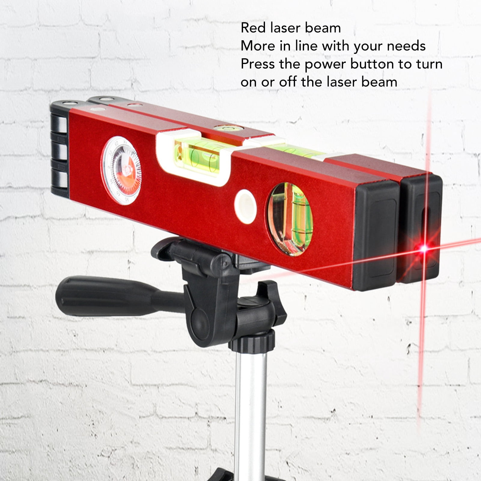M Buder Foldable Laser Leveler 2 Line Red Beam Aluminum Alloy Magnetic Level Tool with Multifunctional Bubbles for Woodworking, 19.68 inches / 50.00 cm