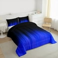 thumbnail image 3 of Manfei Fashion Lines Stripes Queen Comforter Set, Blue Modern Abstract Ombre Bedding Sets, Teens Kids Adult Reversible Bedding Comforter Set, Ultra Soft Bedroom Decor, 3-Piece, 3 of 8