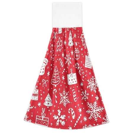 

WOBOGO Christmas Elements A Pat Hand Towel Set of 2 Absorbent for Kitchen and Bathroom With Velcro Hanging Loop 18.2×14in
