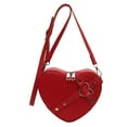 thumbnail image 1 of Bolso Pequeño Con Remaches Corazón para Mujer Bolso Citas para Niñas Color Sólido Cuero PU (rojo Vino), 1 of 9