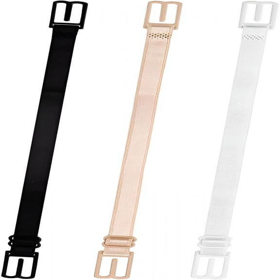 TELOLY Bra Strap Holders, 3 Pcs Set, Nylon Clips for Concealed Straps, Black, White, Flesh short bra strap keepers