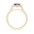 thumbnail image 2 of ANGARA Natural Round 1.15 ct Amethyst Ring with Hexagonal Diamond Halo in 14K Yellow Gold for Women (Size-7mm) | February Birthstone, Anniversary, Jewelry Gift for Women | Natural Amethyst Ring, 2 of 9