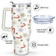 thumbnail image 3 of Bows Cane Candies Snowflakes 40 Oz Tumbler with Handle Lid and Straw Stainless Steel Double Walled Vacuum Insulated Cup Merry Christmas Gifts Tumbler for Women Men Friends Outdoor Indoor, 3 of 6