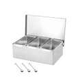 thumbnail image 1 of DOLITY Condiment Jars Detachable Stainless Steel Kitchen Utensils Storage Box Seasoning Three Grids, 1 of 9