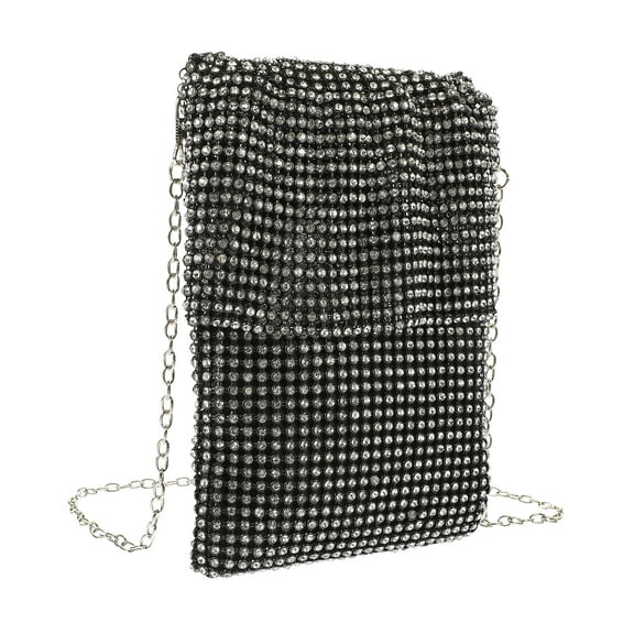 Women's Rhinestone Clutch Vertical Dinner Bag Lady for Girls Mini Handbag Purses Trendy Fashion Satin Woman Party