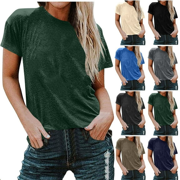Olyvenn Womens 2025 Summer Tunic Tops Cotton Loose Fit Soft Basic Tees Short Sleeve Crew Neck T Shirts Casual Workout Blouse Beige XXL