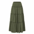 thumbnail image 2 of Tqcoqu Women's High Waist Smocked Ruffle Tiered Maxi Skirt Casual Flowy Long Skirt,Army Green,Women's S-XL, 2 of 9