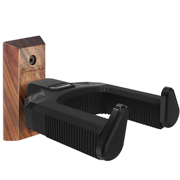 Soporte de pared para guitarra Onmiwod Auto Lock, madera de nogal negro