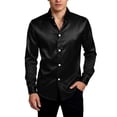thumbnail image 2 of Spencer Mens Long Sleeve Plain Shirts Casual Dress Shirts Button Down Male Satin Blouses for Wedding Party Formal Business, Size S-2XL, 2 of 8