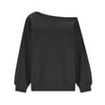 thumbnail image 3 of Womens Off Shoulder Sweatshirt Oversized Drop Shoulder Long Sleeve Fleece Pullover Top Fall Soft Outfits, 3 of 6