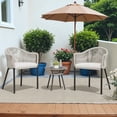 thumbnail image 2 of Homall 3 Pieces Outdoor Patio Furniture Set PE Rattan Wicker Table and Chairs with White Cushions and Tempered Glass Bar Set, White, 2 of 6