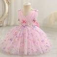 thumbnail image 6 of OBEEII Flower Girls Dresses 3D Butterflies Lace Dress Sleeveless Pink Layered Tulle Dresses Pageant Party Dress for Wedding Ball Gown Communion, 6 of 9
