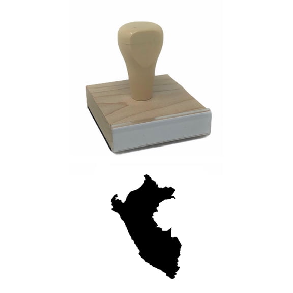 Peru Country Rubber Stamp, 2 X 2" Wood Stamp