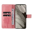 thumbnail image 4 of Designed for iPhone 15 Case Wallet for Women, Flip Folio Cover with Embossed PU Leather Kickstand Credit Card Holder Magnetic Wrist Strap Protective Case for iPhone 15, Pink, 4 of 6