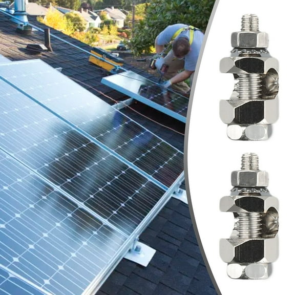 Leke 2X Solar Grounding Lug Solar Panel Fasteners Wire Clip Protection Grounding